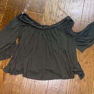 Dark green off shoulder top